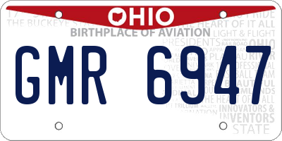 OH license plate GMR6947