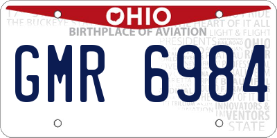 OH license plate GMR6984
