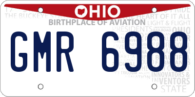 OH license plate GMR6988
