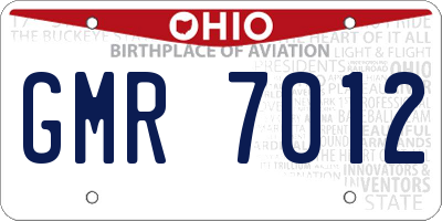 OH license plate GMR7012