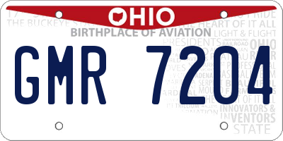 OH license plate GMR7204