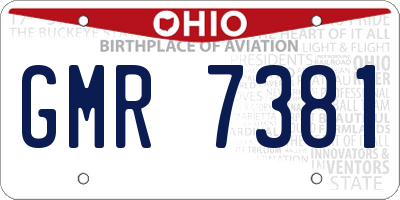 OH license plate GMR7381