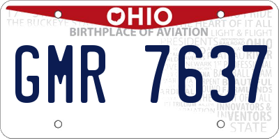 OH license plate GMR7637
