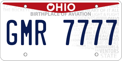OH license plate GMR7777
