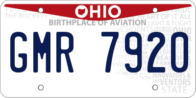 OH license plate GMR7920