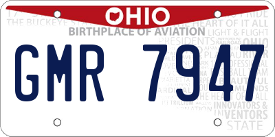 OH license plate GMR7947
