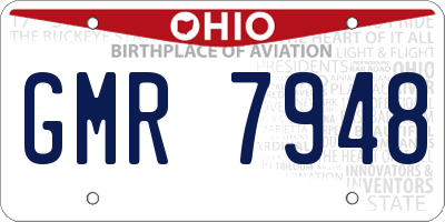 OH license plate GMR7948