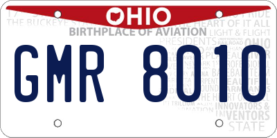 OH license plate GMR8010