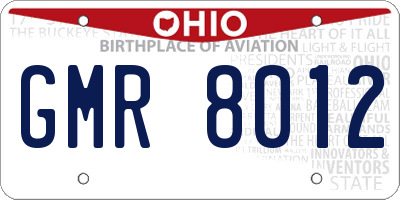 OH license plate GMR8012