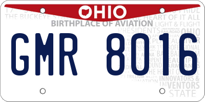 OH license plate GMR8016