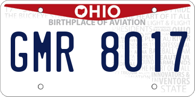 OH license plate GMR8017