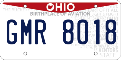 OH license plate GMR8018