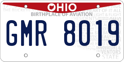 OH license plate GMR8019