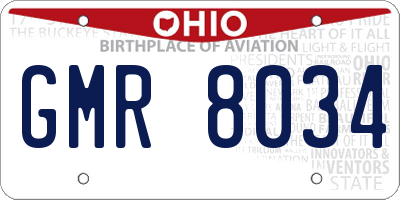OH license plate GMR8034