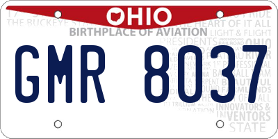OH license plate GMR8037