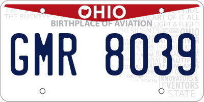 OH license plate GMR8039