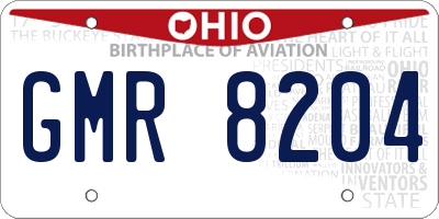 OH license plate GMR8204