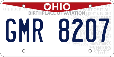 OH license plate GMR8207