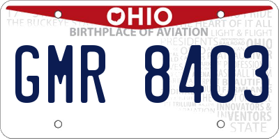 OH license plate GMR8403