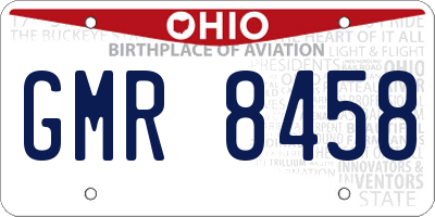 OH license plate GMR8458