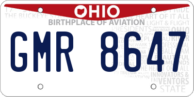 OH license plate GMR8647