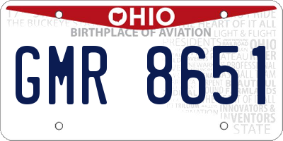 OH license plate GMR8651