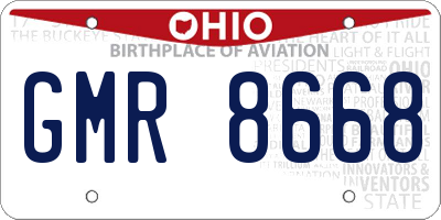 OH license plate GMR8668