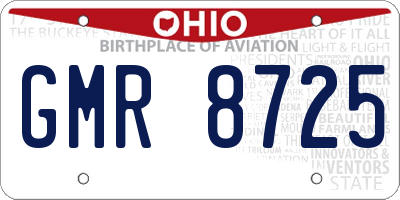 OH license plate GMR8725