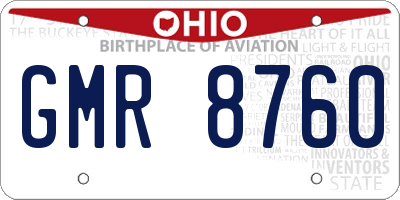 OH license plate GMR8760