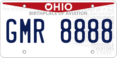 OH license plate GMR8888