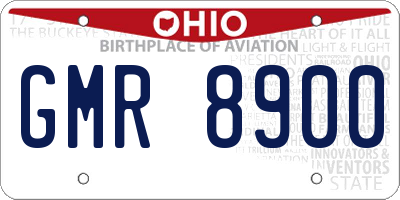 OH license plate GMR8900