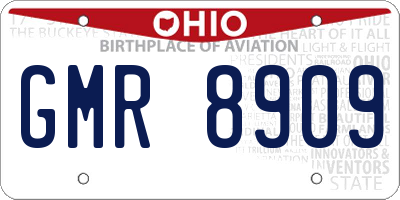 OH license plate GMR8909