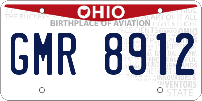 OH license plate GMR8912