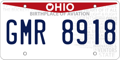 OH license plate GMR8918