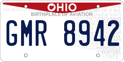 OH license plate GMR8942