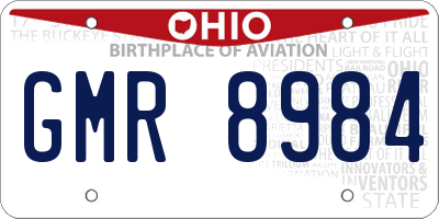 OH license plate GMR8984