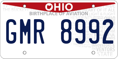 OH license plate GMR8992