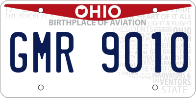 OH license plate GMR9010