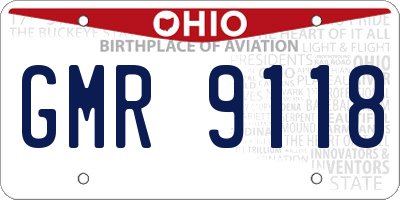 OH license plate GMR9118