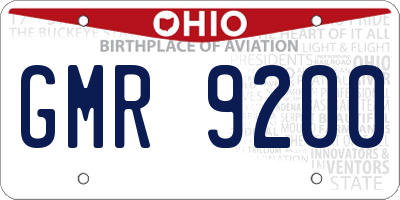 OH license plate GMR9200