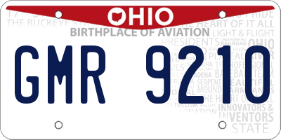 OH license plate GMR9210