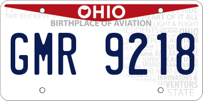 OH license plate GMR9218