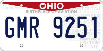 OH license plate GMR9251
