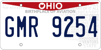 OH license plate GMR9254