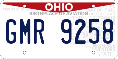 OH license plate GMR9258
