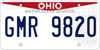 OH license plate GMR9820
