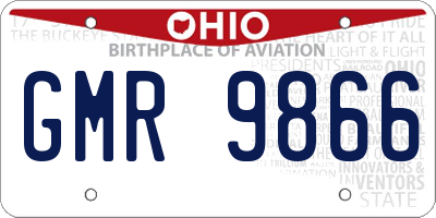 OH license plate GMR9866