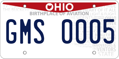 OH license plate GMS0005