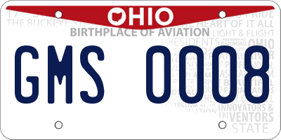 OH license plate GMS0008