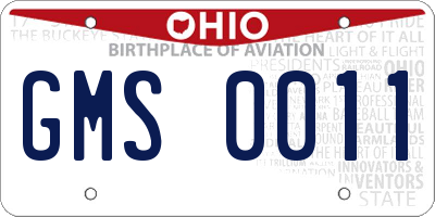 OH license plate GMS0011